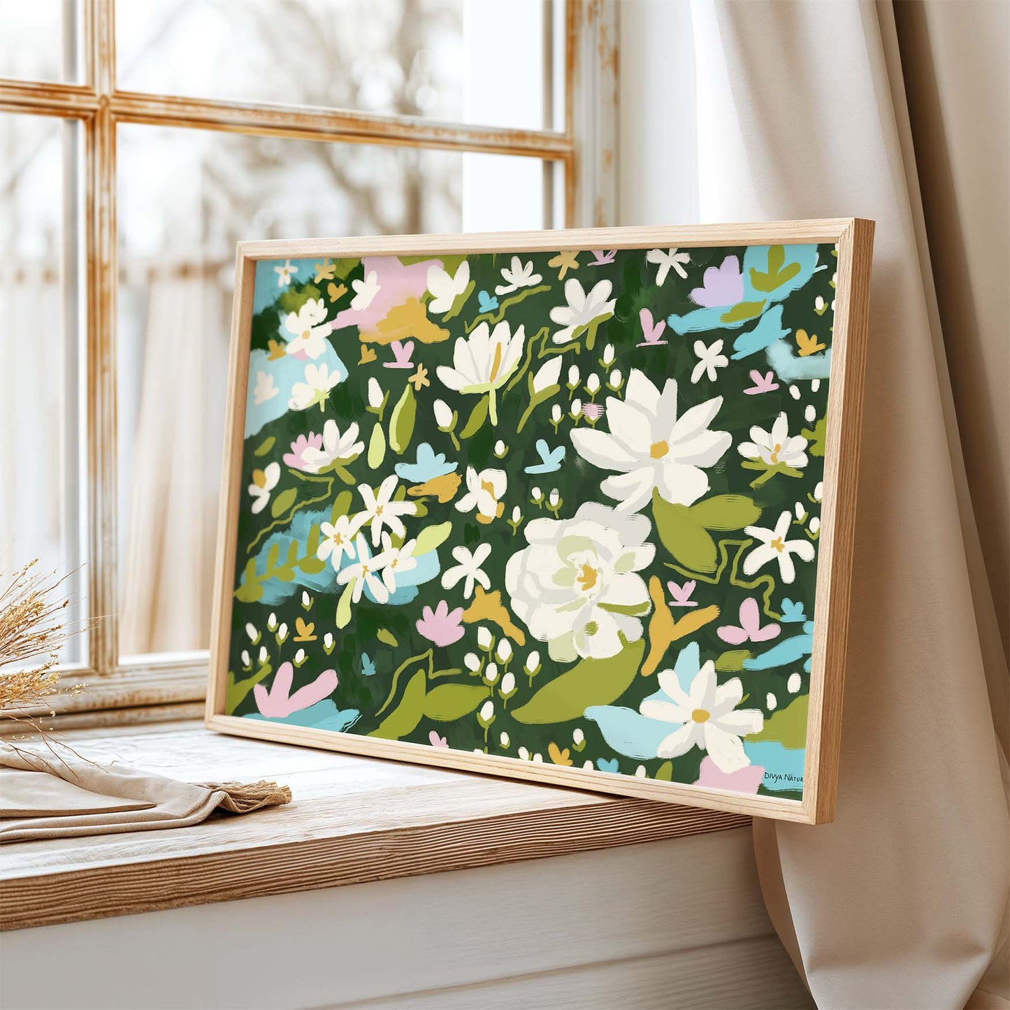 Elegant jasmine wall art perfect for living room or bedroom decoration
