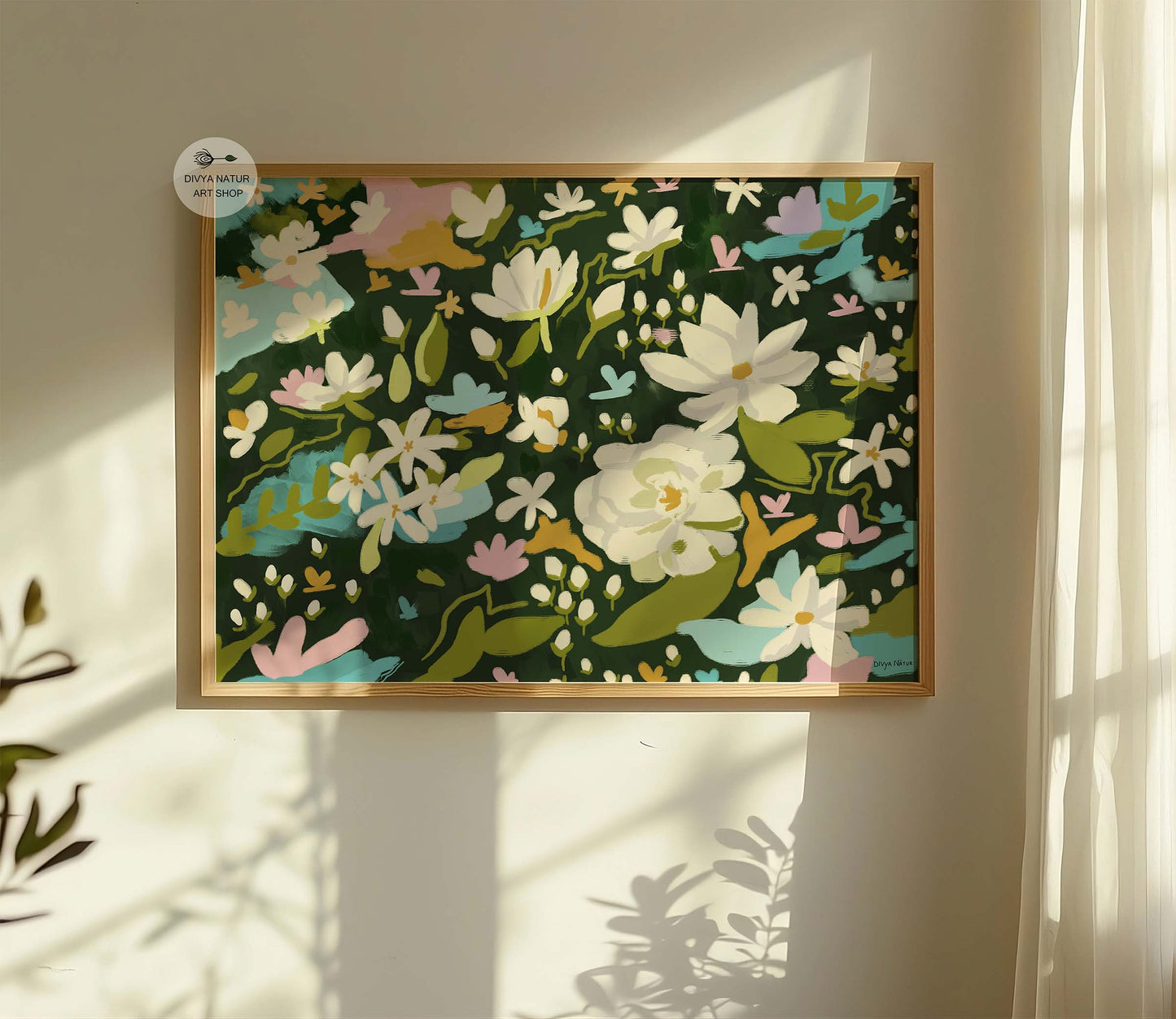 White jasmine floral fine art print for serene bedroom or nursery décor