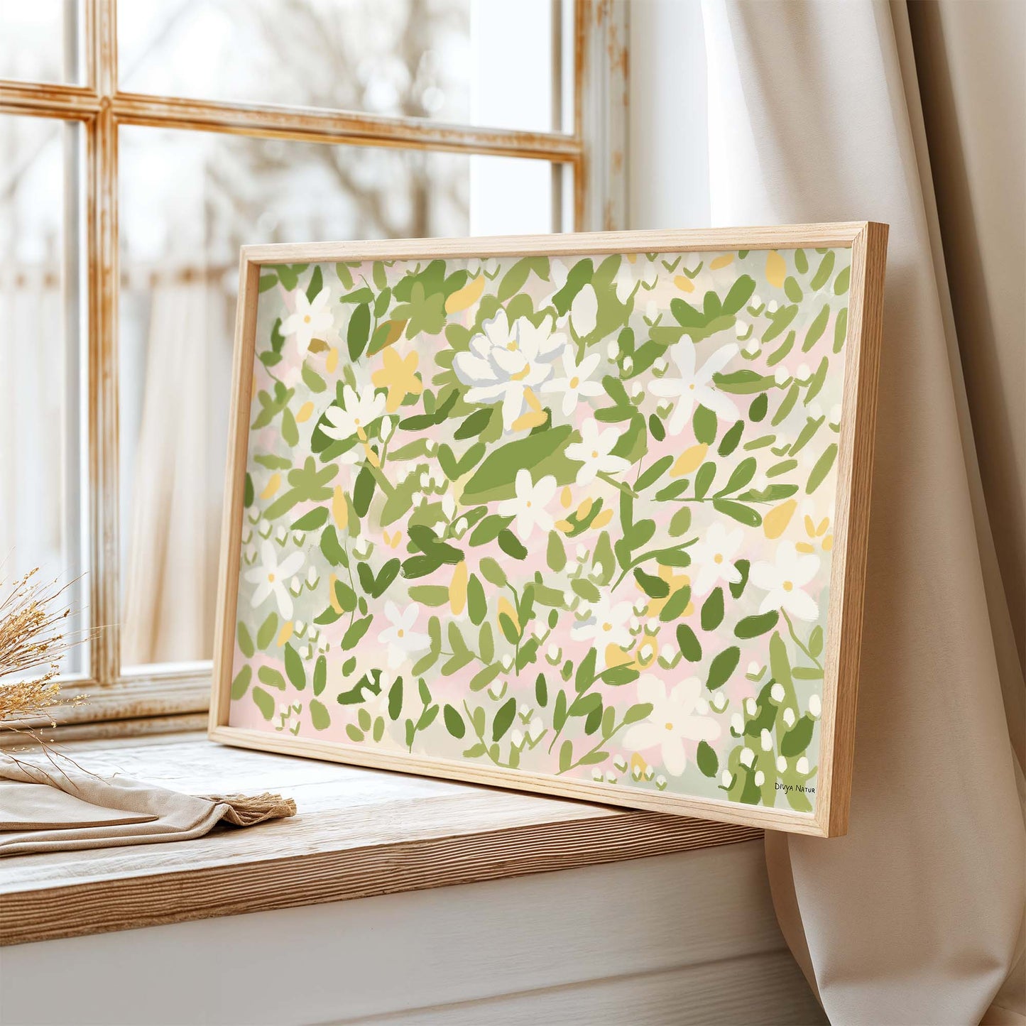 Jasmine Flower Art Print – Pink Botanical Wall Decor