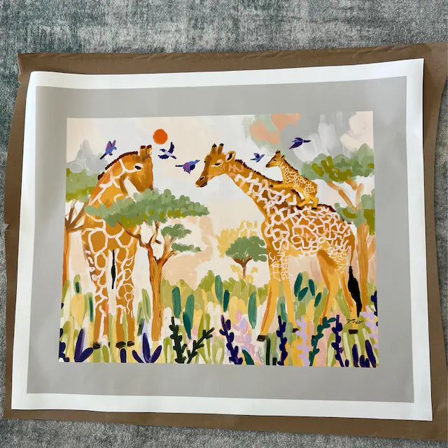 Rolled Canvas artwork of Giraffe vibrant artwork