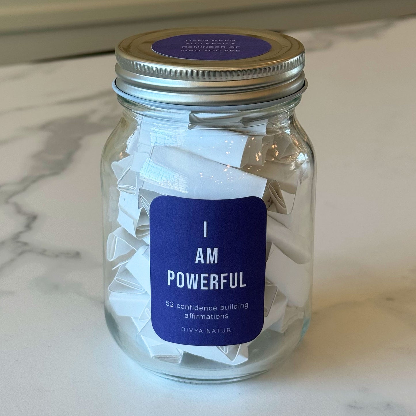 Motivational affirmation jar gift designed to encourage positivity, strength and daily inspiration