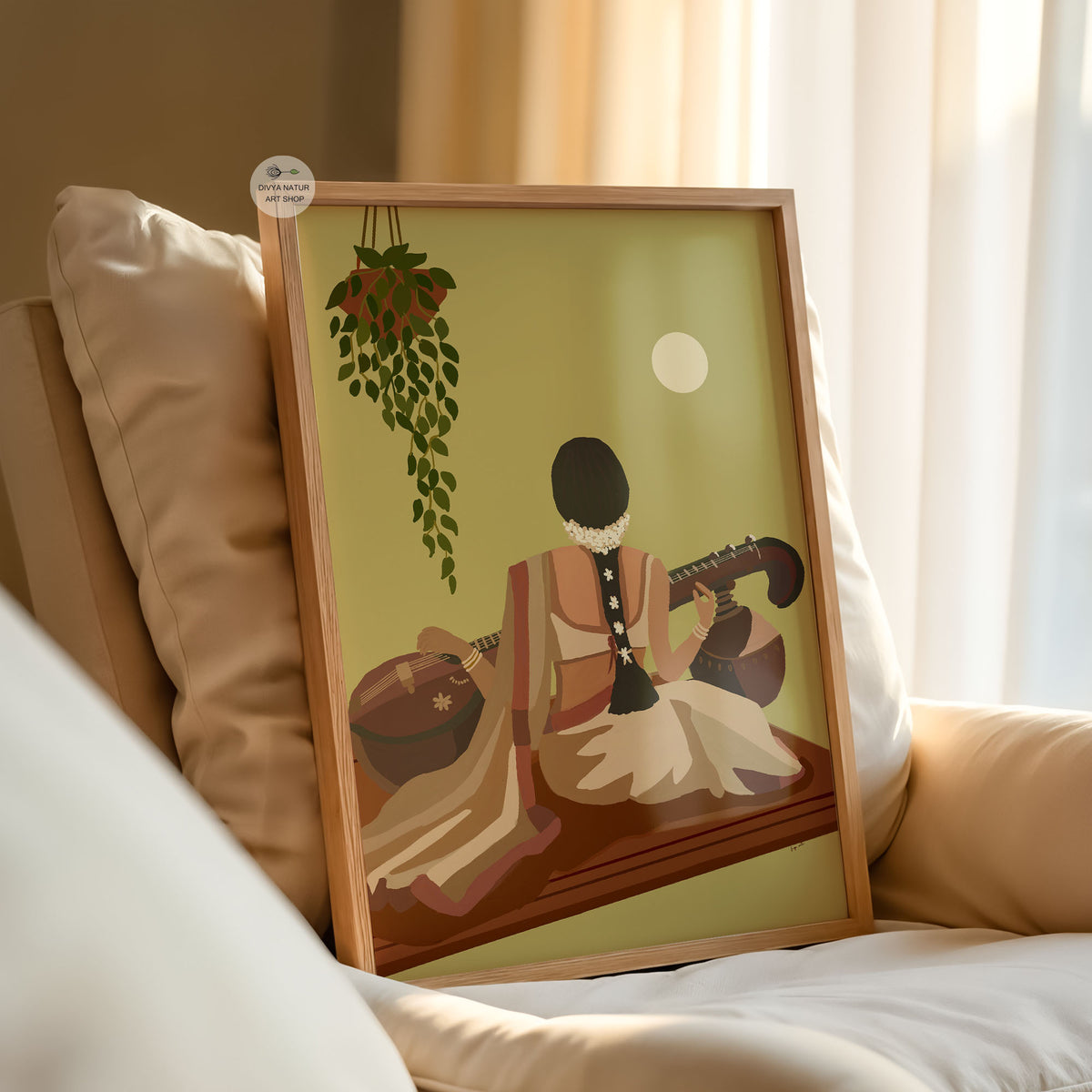Indian musician wall art for Carnatic music room decor