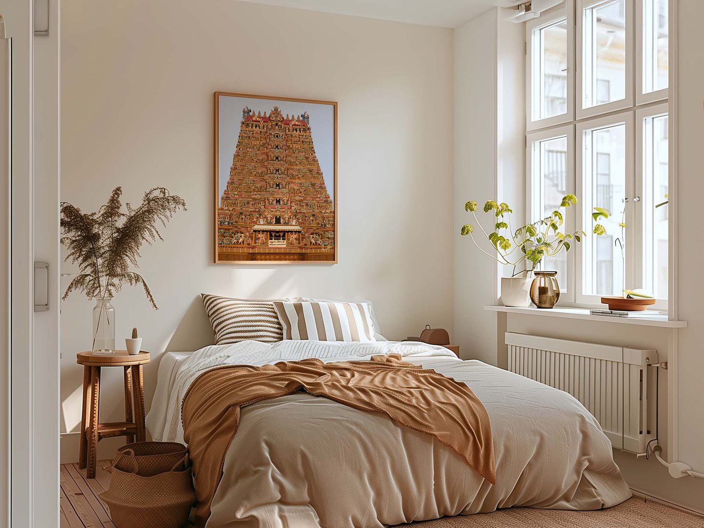 Madurai Meenakshi Amman Temple gopuram artwork for South Indian cultural decor