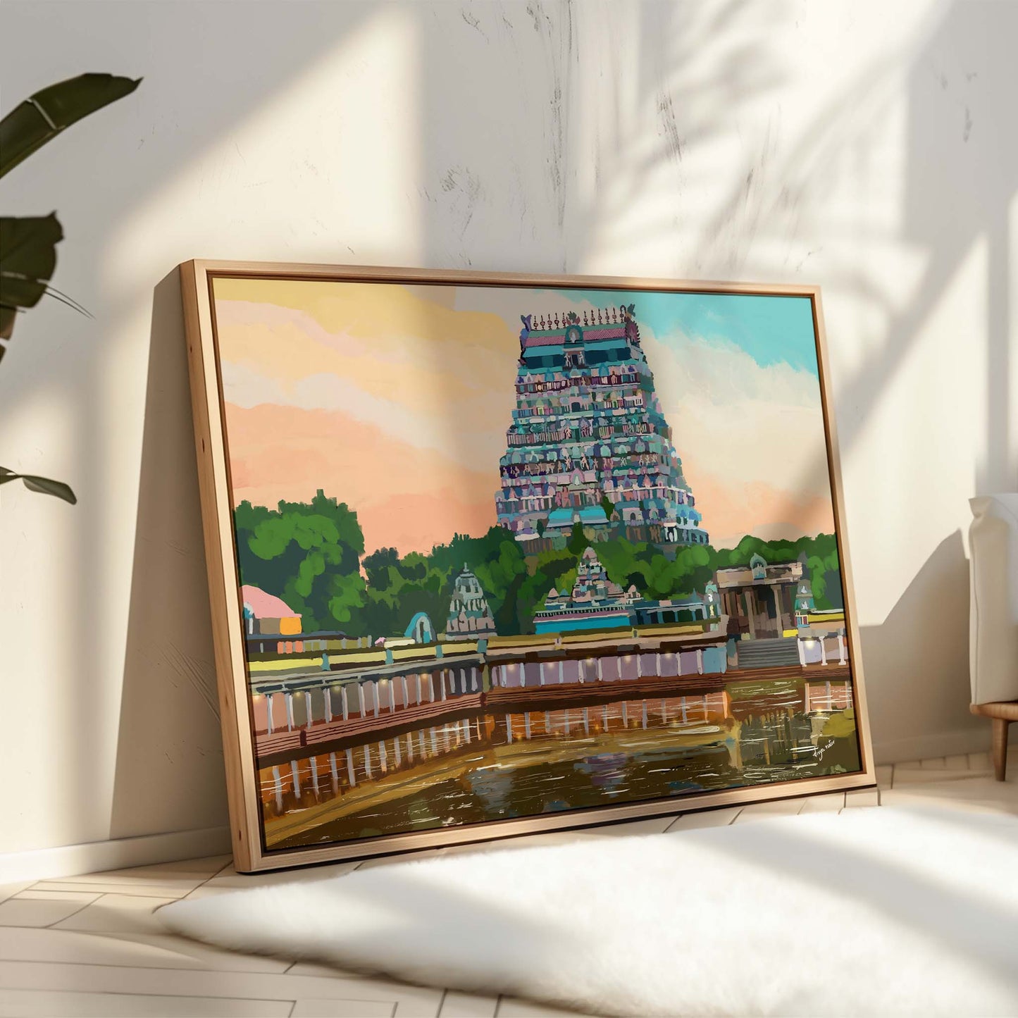 Fine art print of Chidambaram gopuram captured in calm dusk ambiance