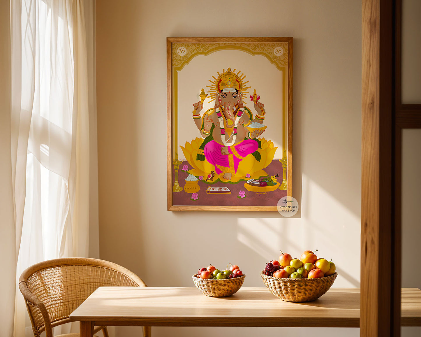 Premium Lord Ganesha art print for pooja room or sacred home spaces