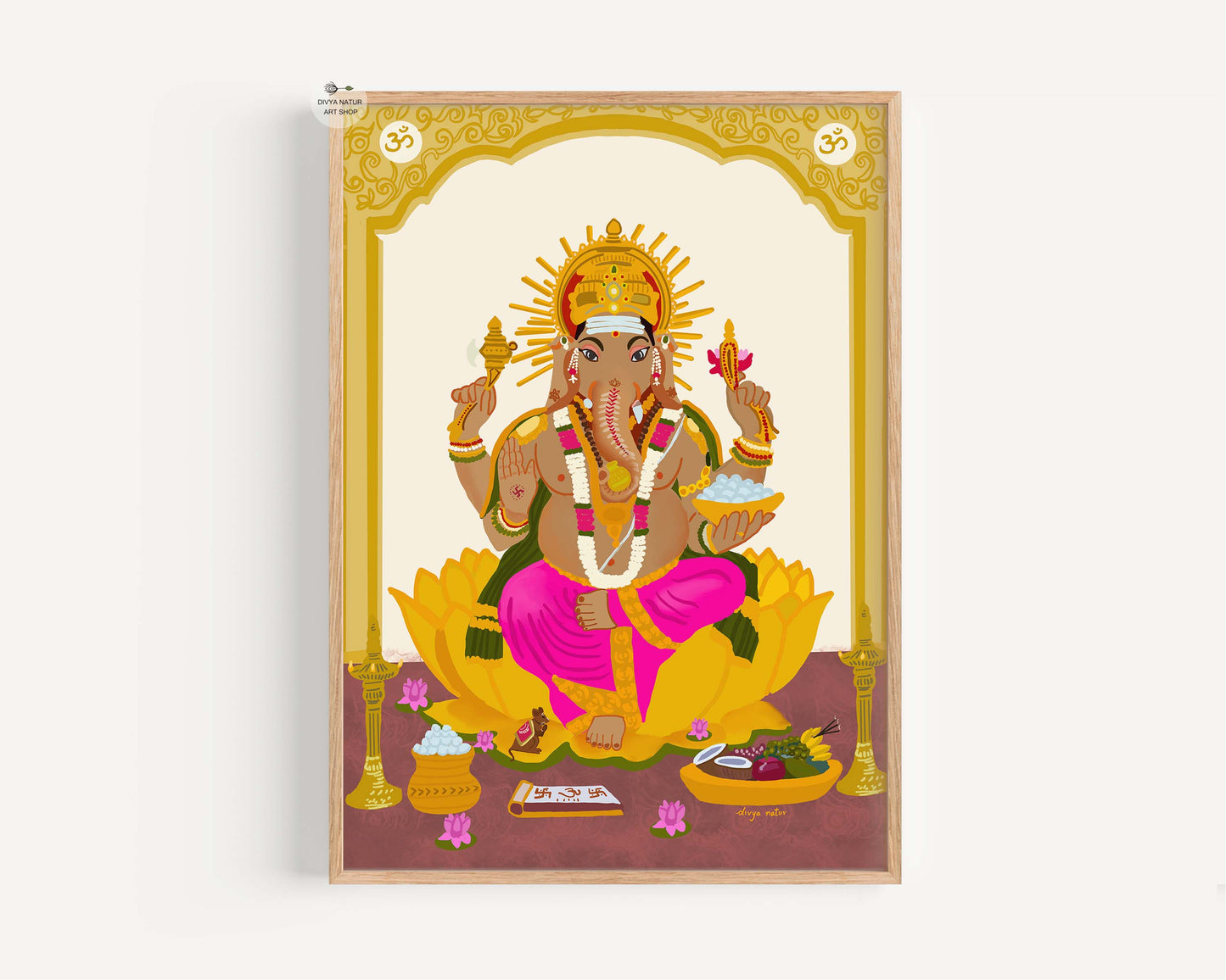 Hindu deity Ganesha wall art print bringing prosperity and wisdom