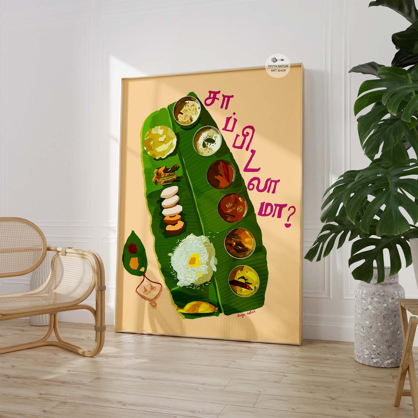 Saapadu Tamil art print inspired by Kalyana Samayal feast traditions