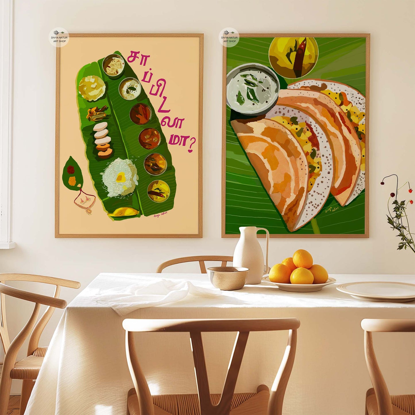 Kalyana Saapadu traditional wedding feast art print for kitchen décor