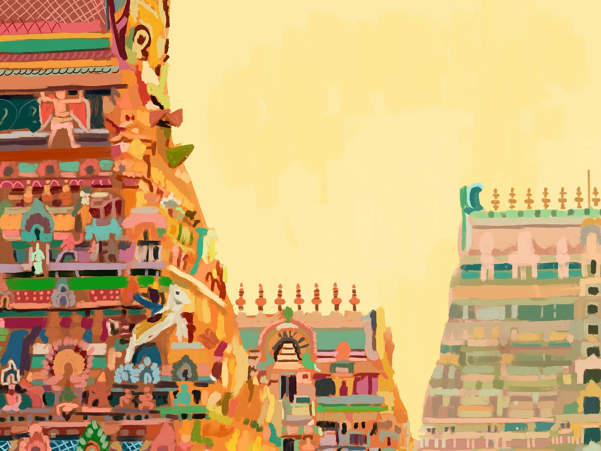 Traditional art of Srirangam Temple highlighting intricate stone carvings and devotion