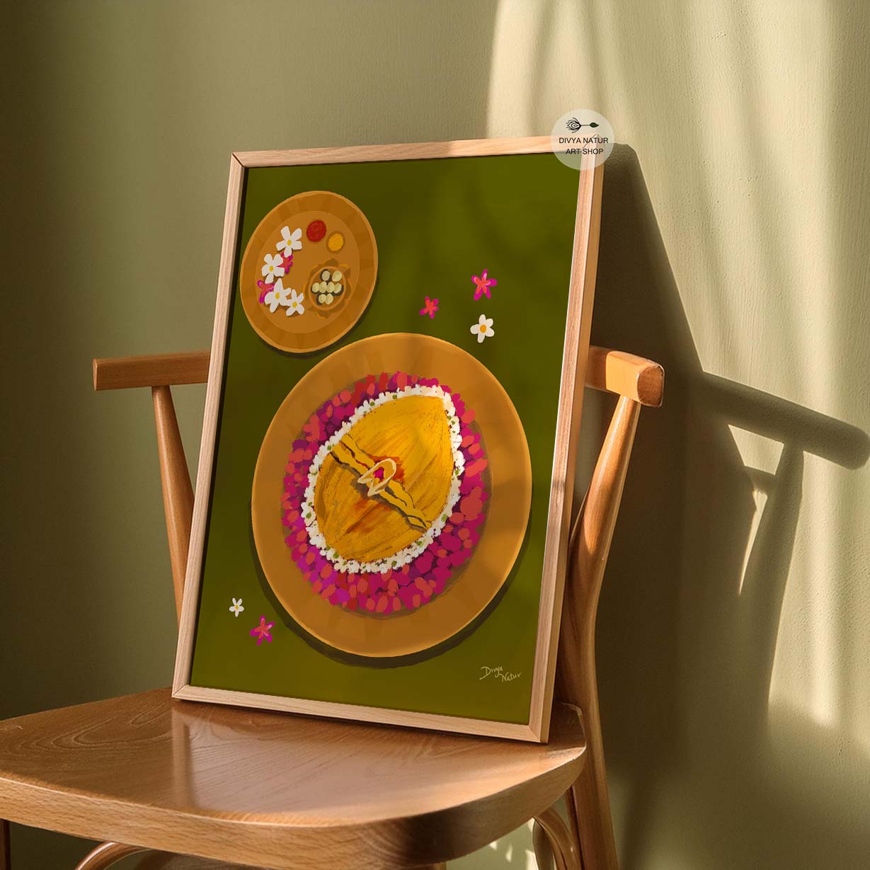 Traditional Indian kitchen wall art for wedding anniversaries and special occasions.