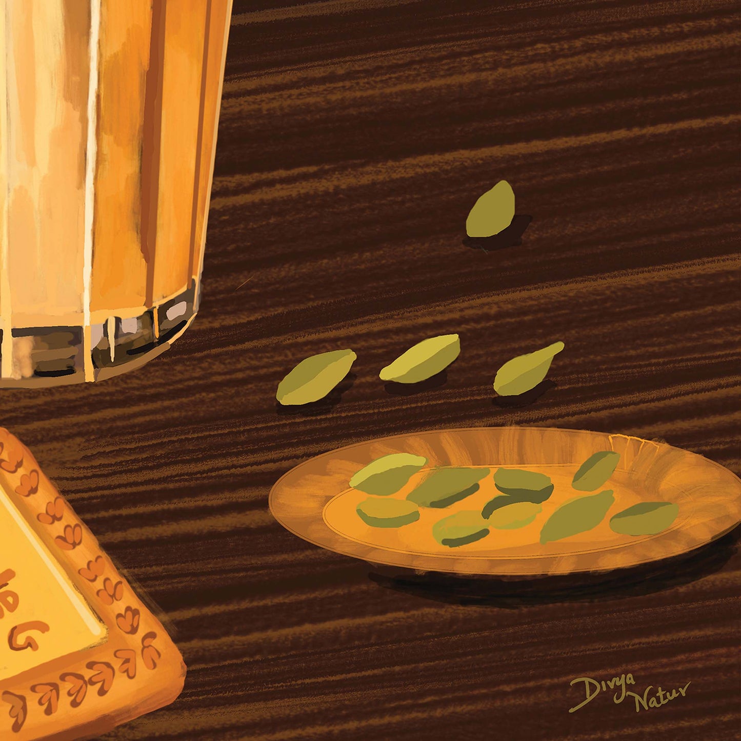 Premium chai wall art print capturing Indian tea culture, ideal for kitchens and cozy living spaces.