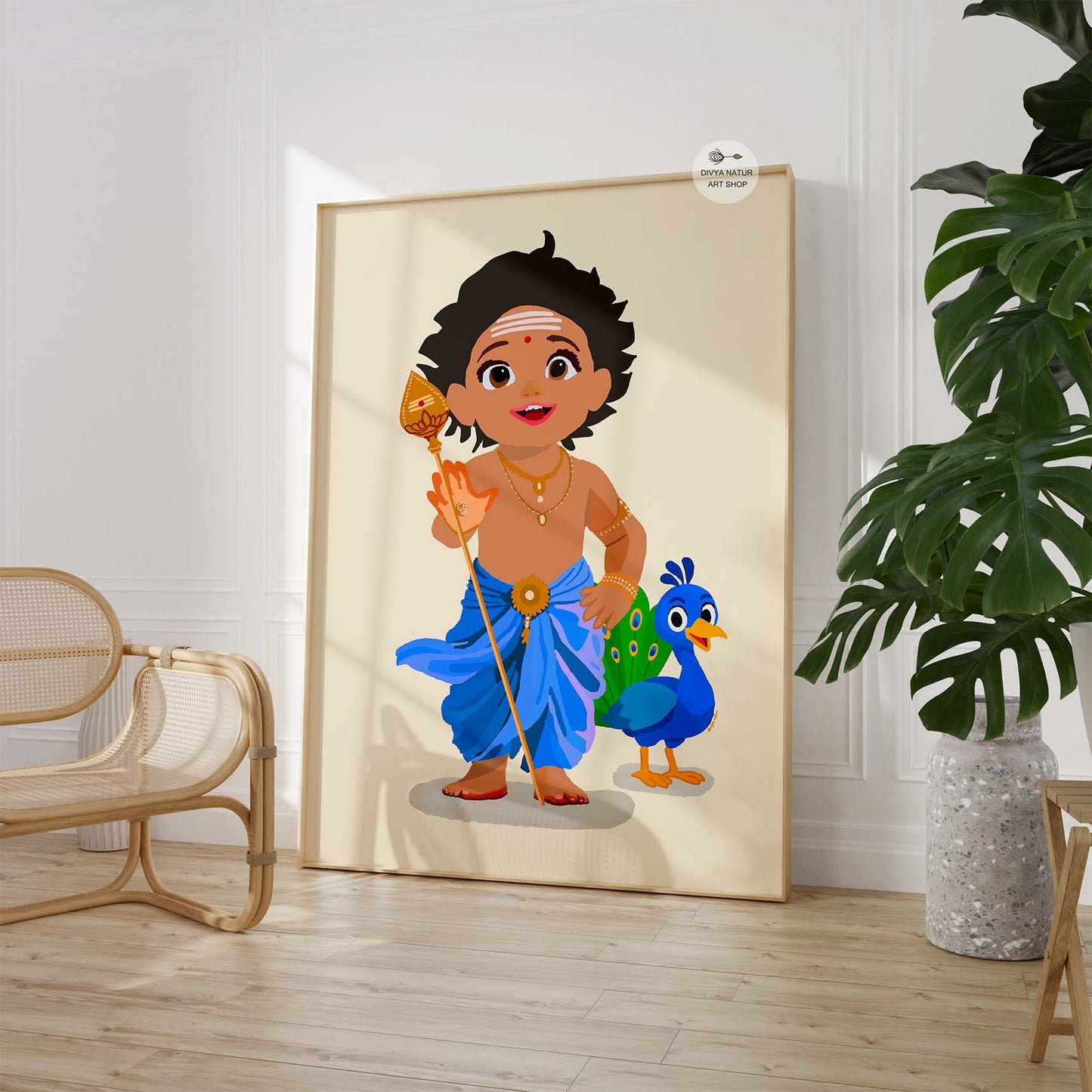 Hindu Baby Murugan digital art download with divine child form and vibrant traditional attire