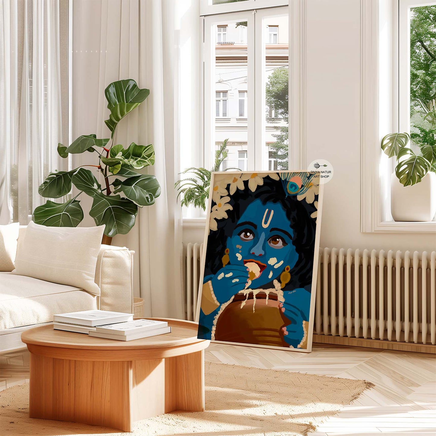 Cute Baby Krishna fine art print for nursery, pooja room, or home decor