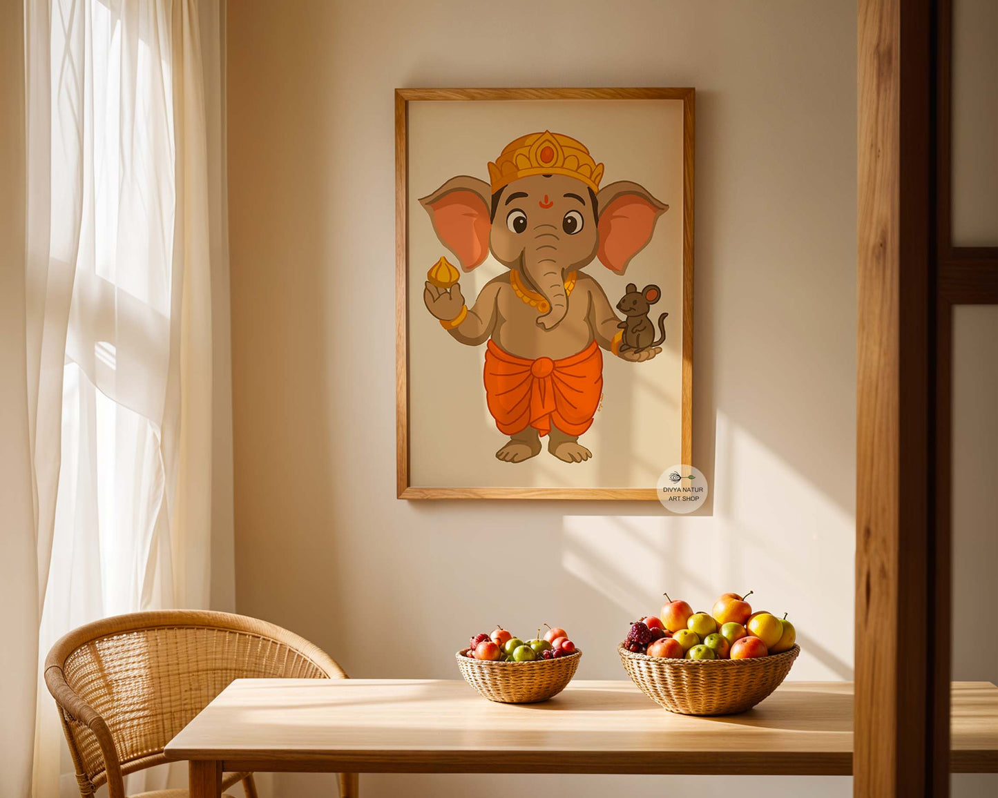Adorable Baby Ganesha framed art print perfect for Diwali gifts