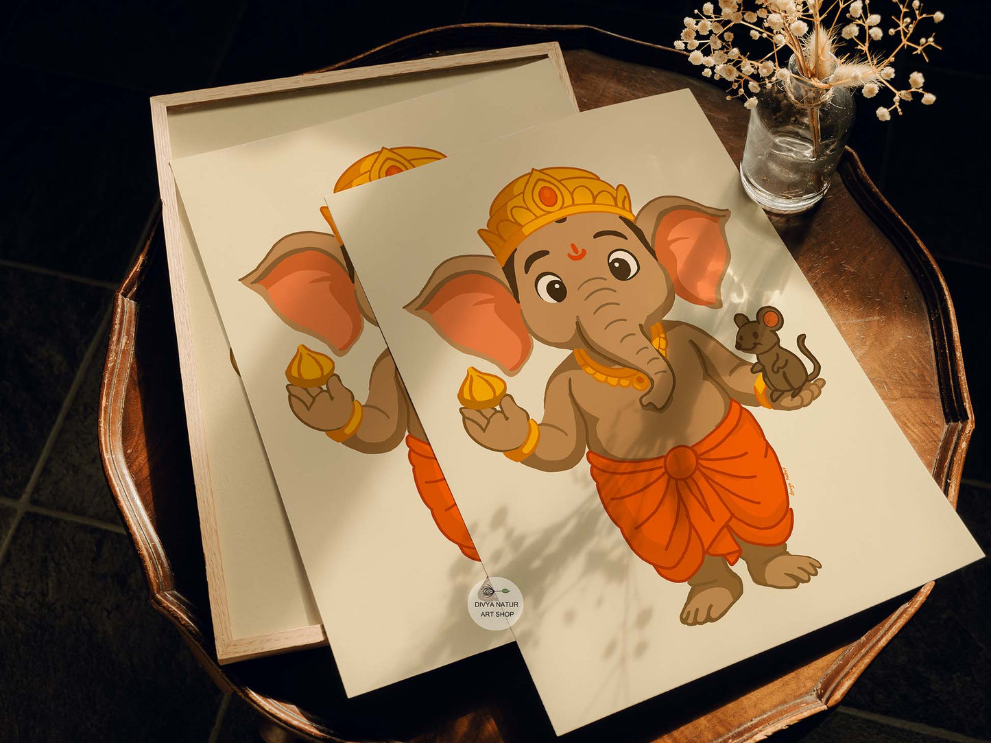 Cute Lord Ganesha artwork for nursery or kids’ room wall decoration