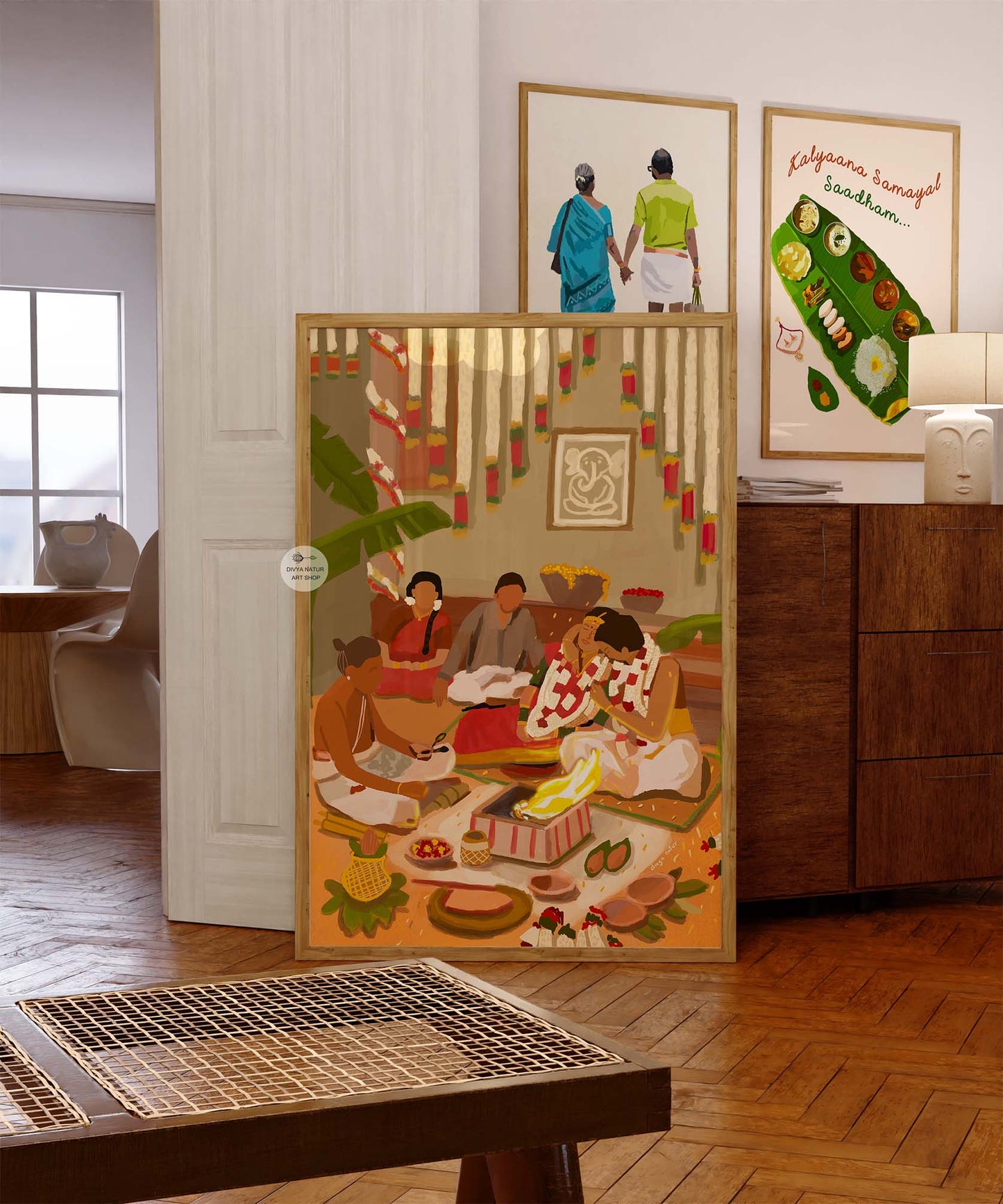 Tamil marriage ceremony artwork for ethnic décor and cultural gifting