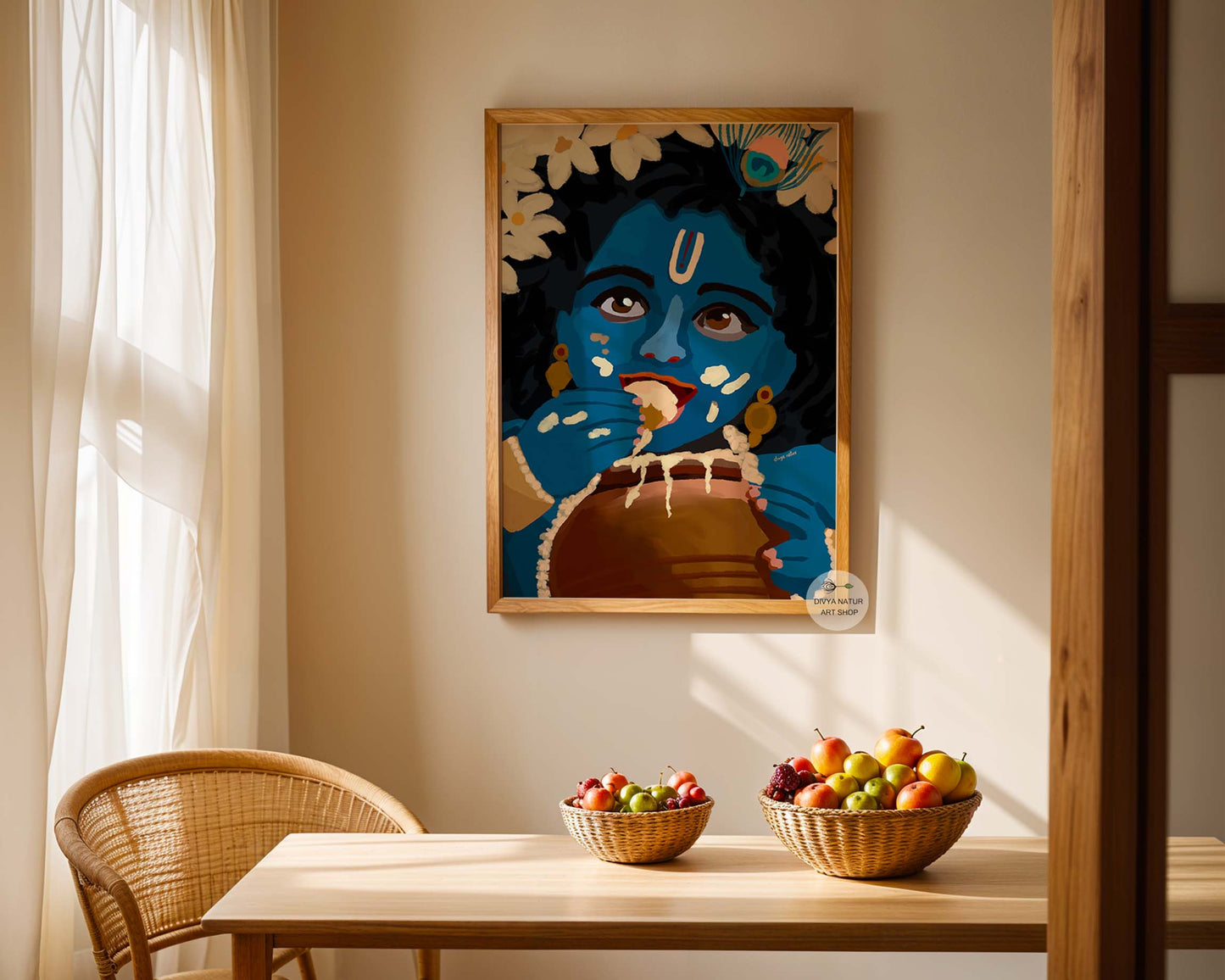 Krishna Janmashtami wall art print capturing playful Bal Krishna charm