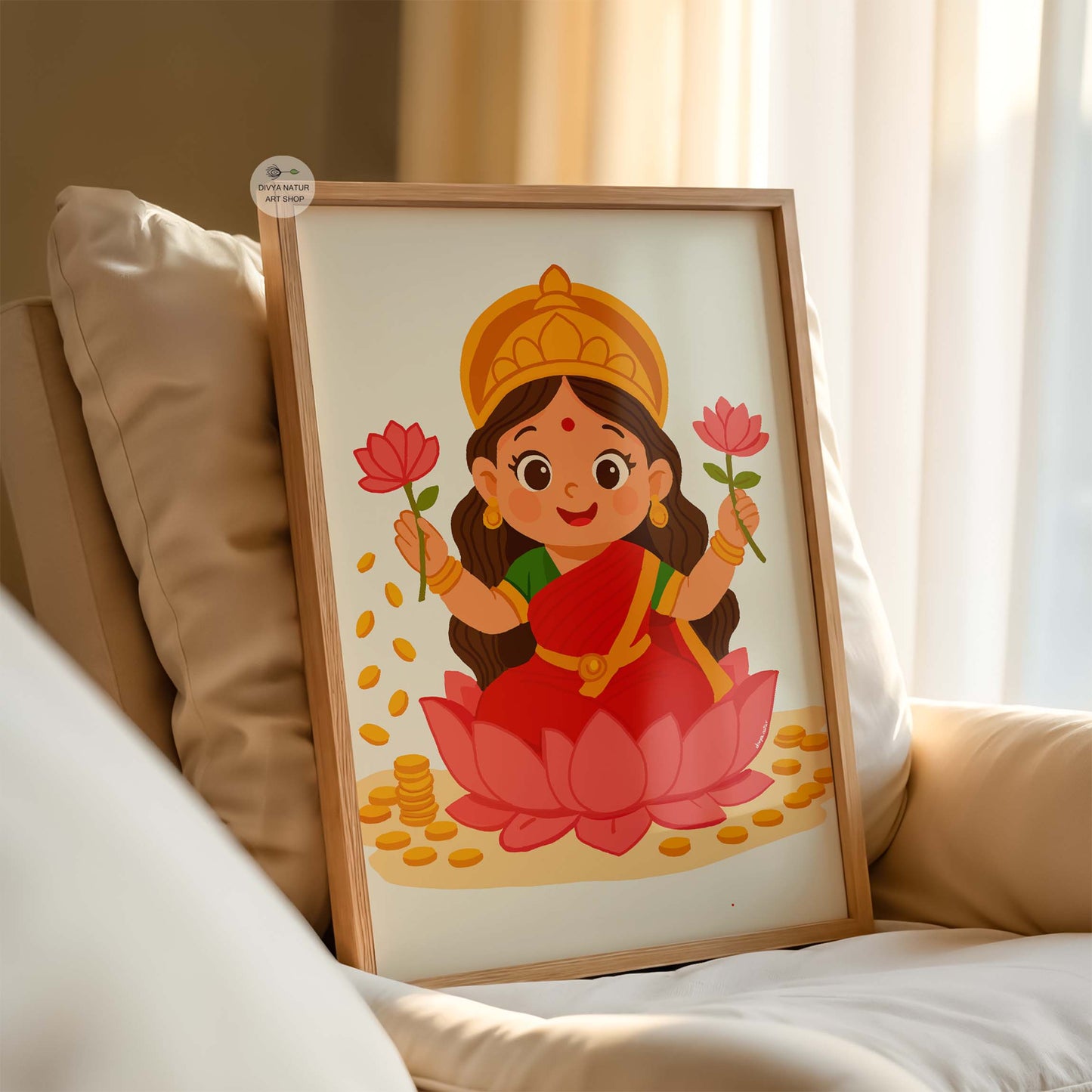 Hindu Baby Lakshmi wall art for Diwali decorations or spiritual home spaces
