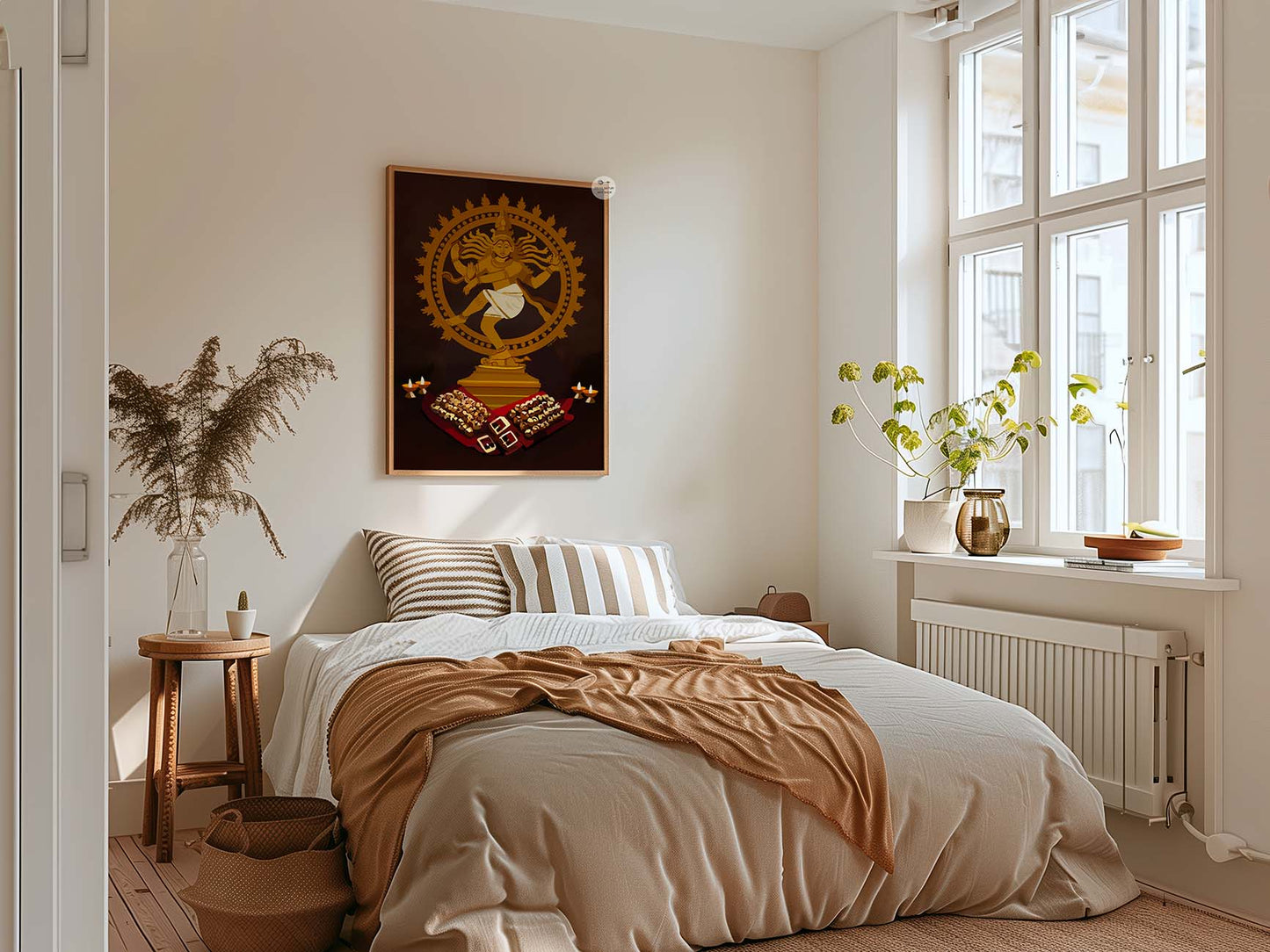 Indian fine art wall print depicting divine dance of Lord Shiva Nataraja in bronze elegance