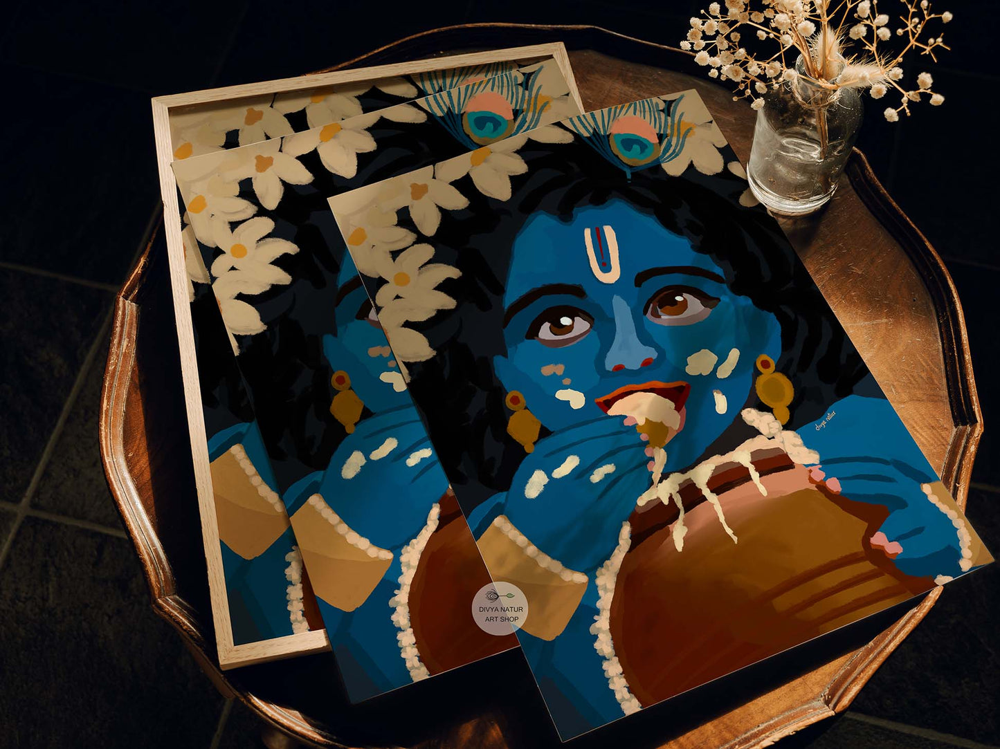 Divine Bal Krishna fine art print perfect for nursery or cultural gifting