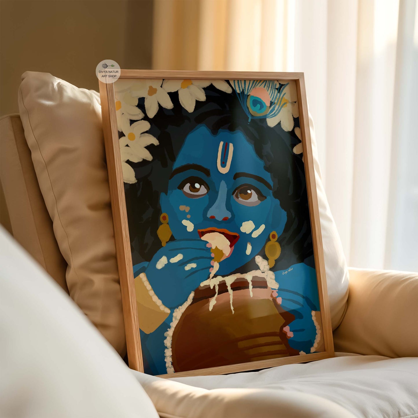 Baby Krishna fine art print bringing joy and devotion to spiritual spaces
