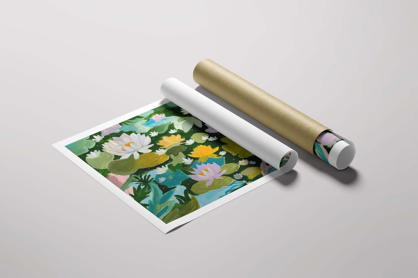 Detailed lotus flower acrylic painting - the essence of nature’s purity in full bloom.