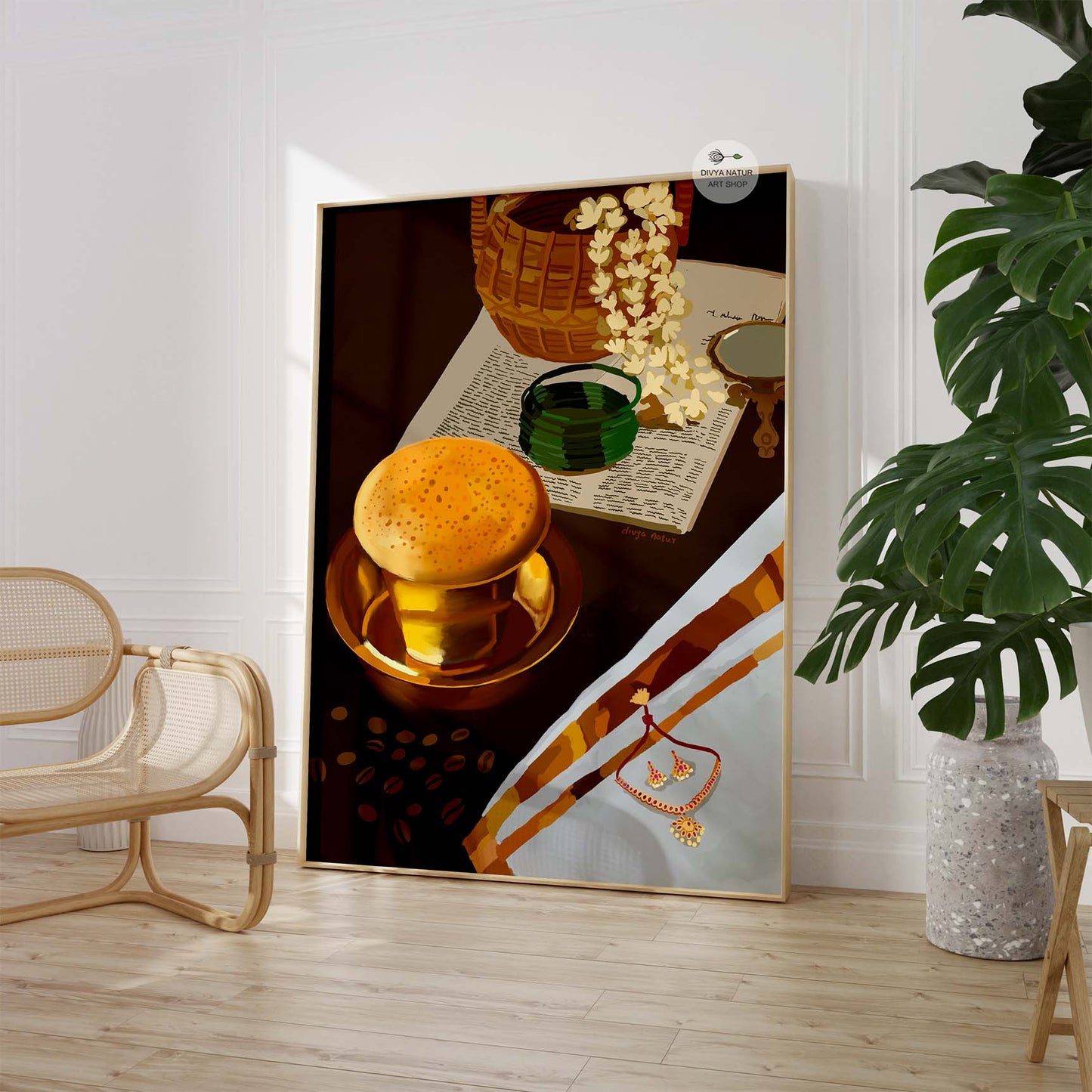 Filter coffee art print for gifting and cultural décor.