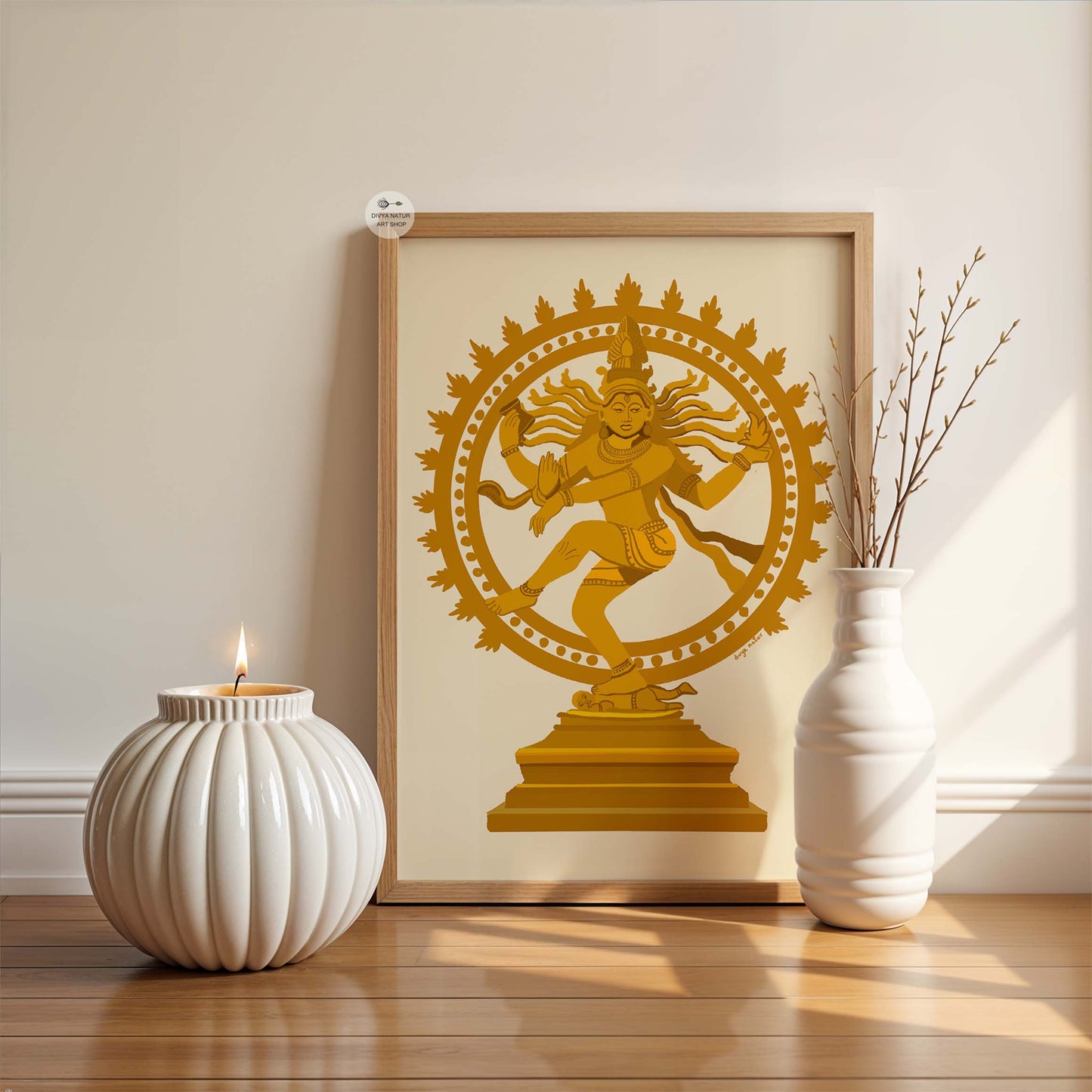 Premium framed Nataraja art print for puja rooms and spiritual seekers
