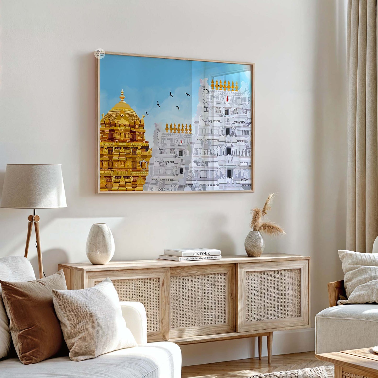 Premium South Indian temple wall art capturing Tirupati Balaji’s calm divine aura and heritage