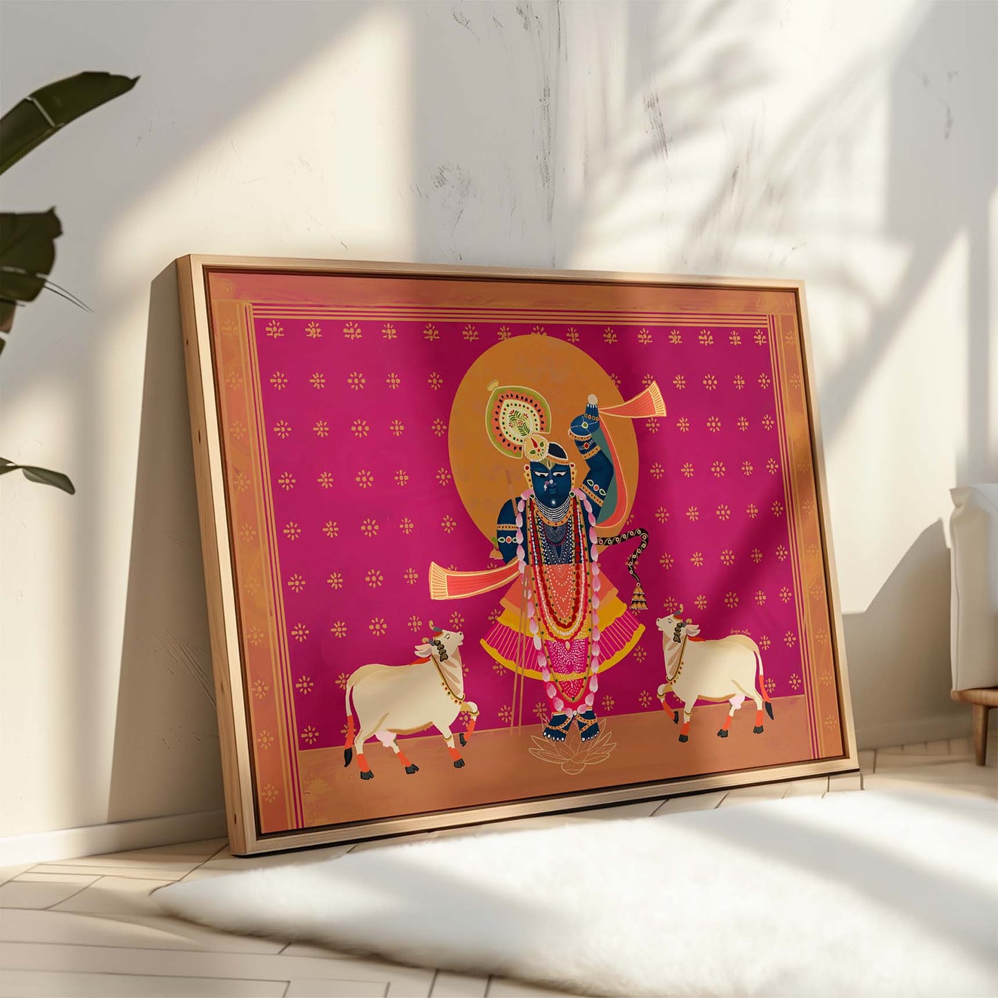 Vibrant Krishna Pichwai print perfect for festive and devotional décor