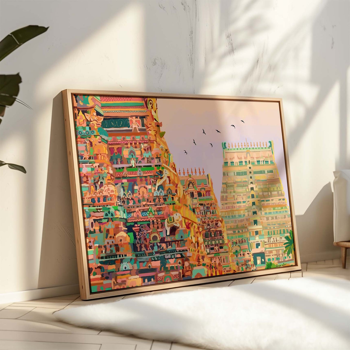 Hindu temple gopuram fine art print depicting Srirangam’s colorful and intricate design