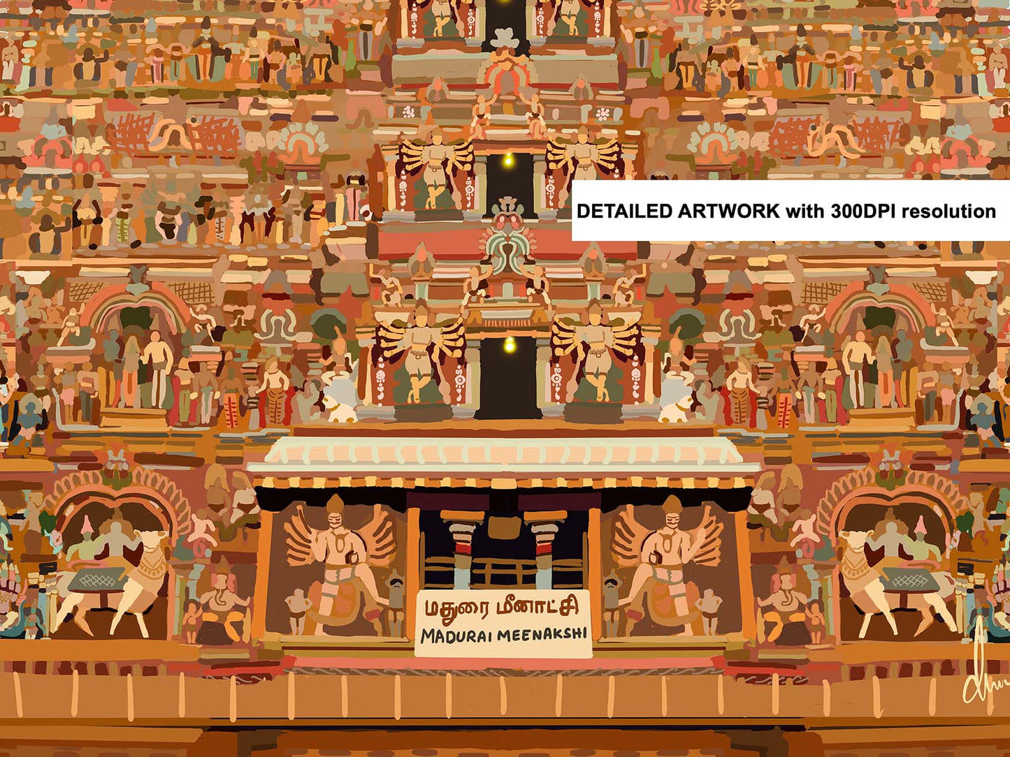 Premium fine art print of Madurai Meenakshi Temple with intricate gopuram details