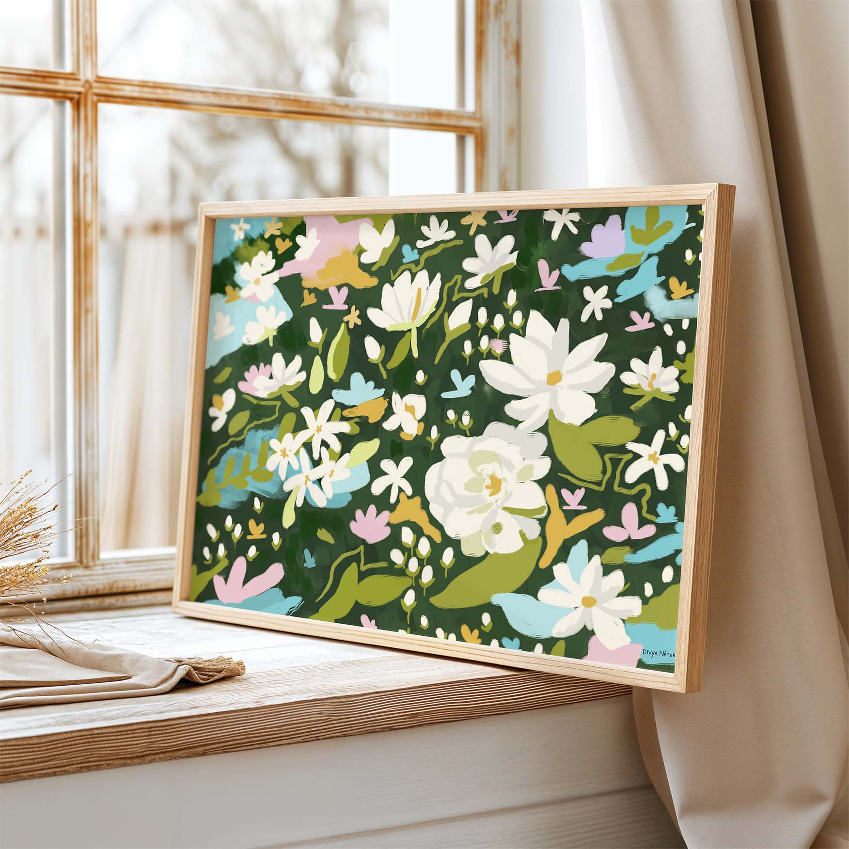 Elegant jasmine wall art perfect for living room or bedroom decoration