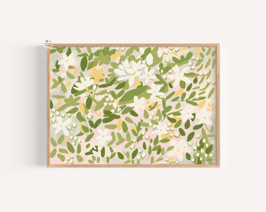 Jasmine Flower Art Print – Pink Botanical Wall Decor