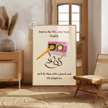 Vibrant retro cassette artwork ideal for 90s kids and music fans
