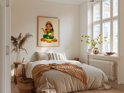 Hindu goddess Annapurna baby artwork symbolizing abundance