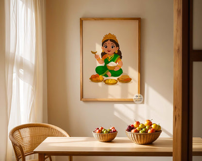 Baby Annapurna holding rice bowl nursery decor