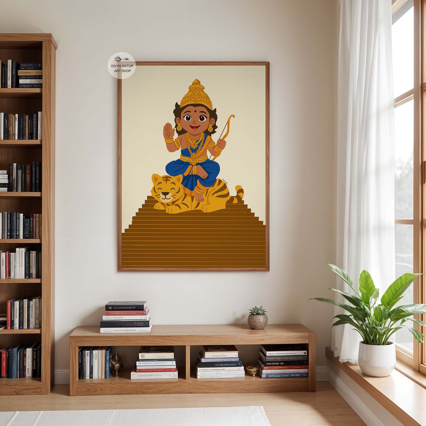 South Indian nursery decor featuring Baby Ayyappa with blessing gesture