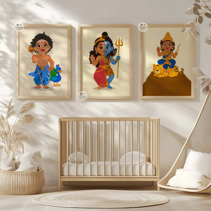 Baby Ayyappa wall decor symbolizing dharma and discipline