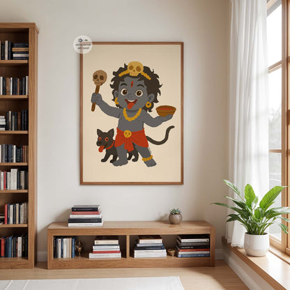 Guardian themed nursery decor featuring Baby Bhairava artwork