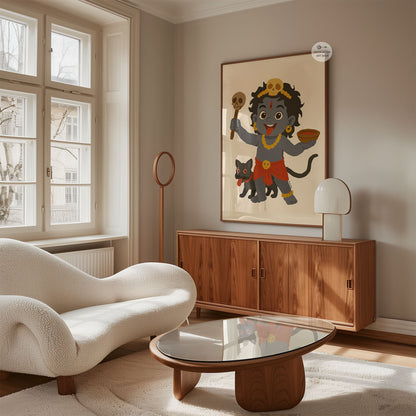 Illustrated Bhairava child form wall art for spiritual homes