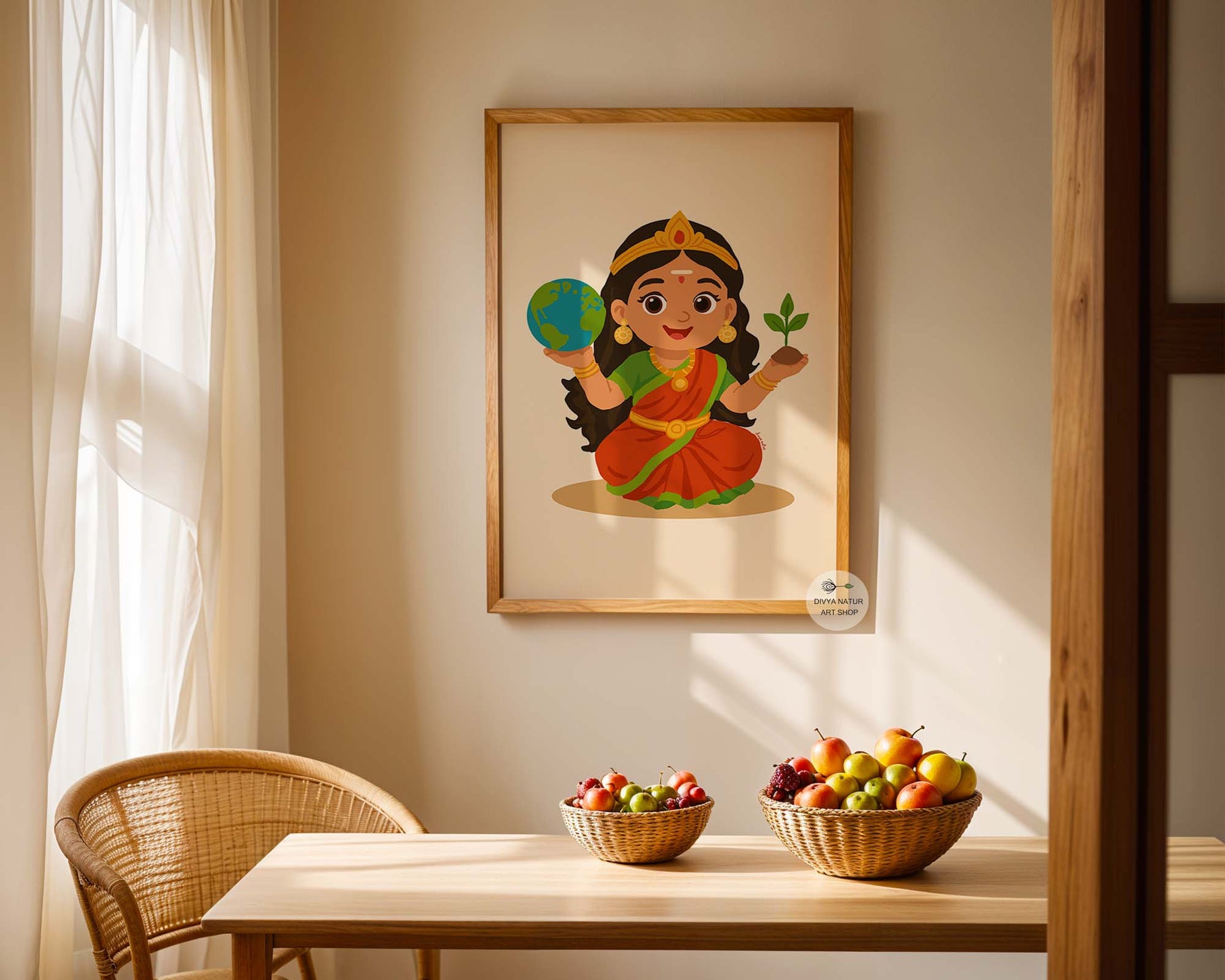 Baby Bhumi Devi devotional wall print for mindful homes