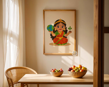 Baby Bhumi Devi devotional wall print for mindful homes