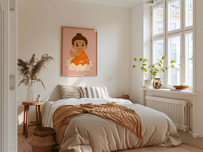 Spiritual Baby Buddha nursery art print symbolizing peace compassion and mindfulness
