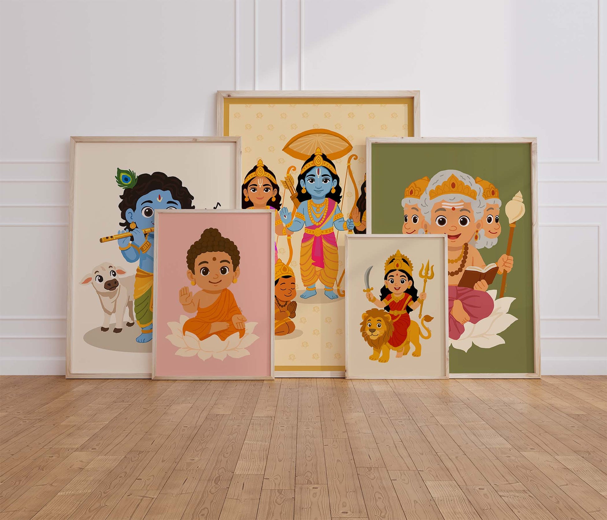 Soft pastel Baby Buddha illustration perfect for baby shower and housewarming gift