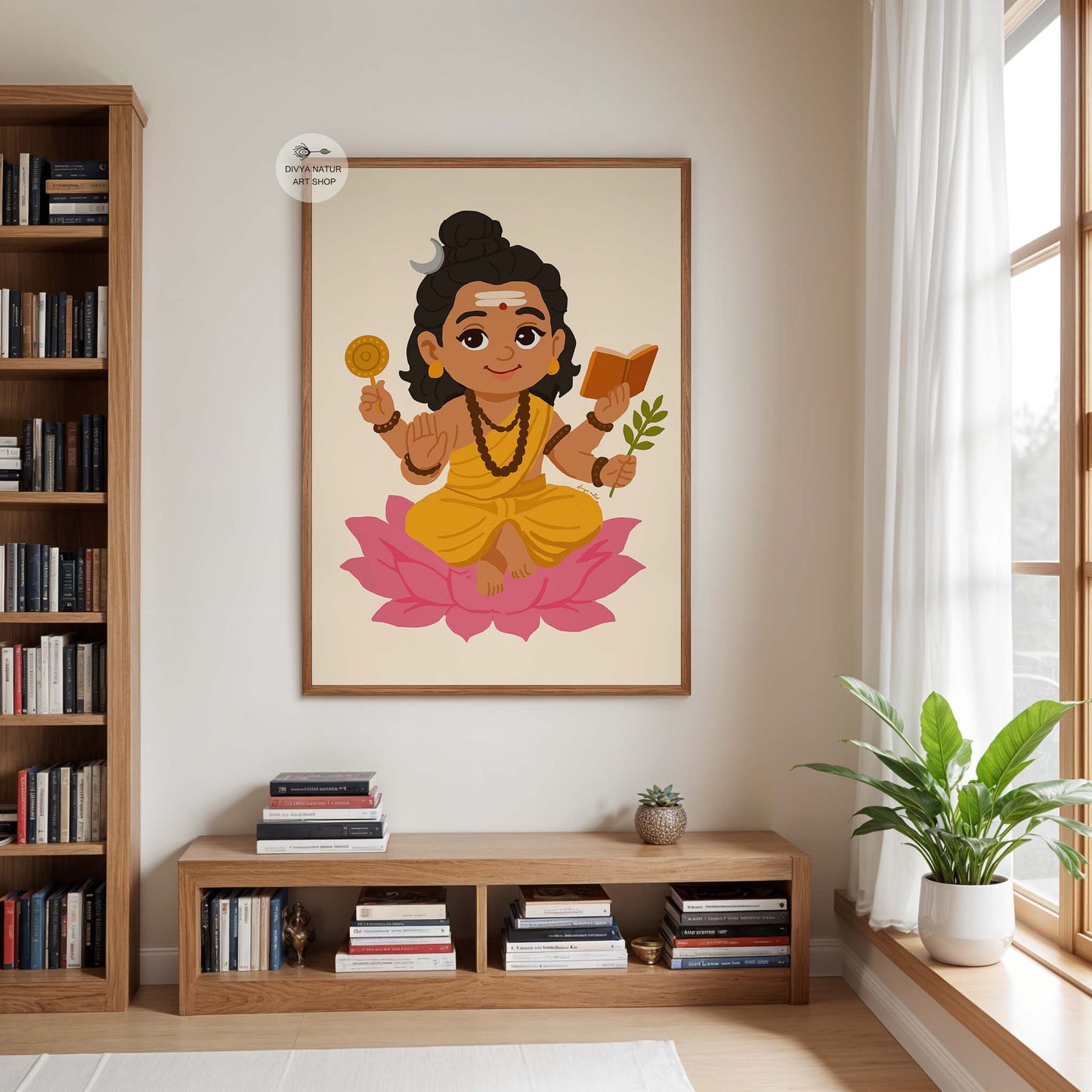 Illustrated child form of Dakshinamurthy symbolizing knowledge and learning