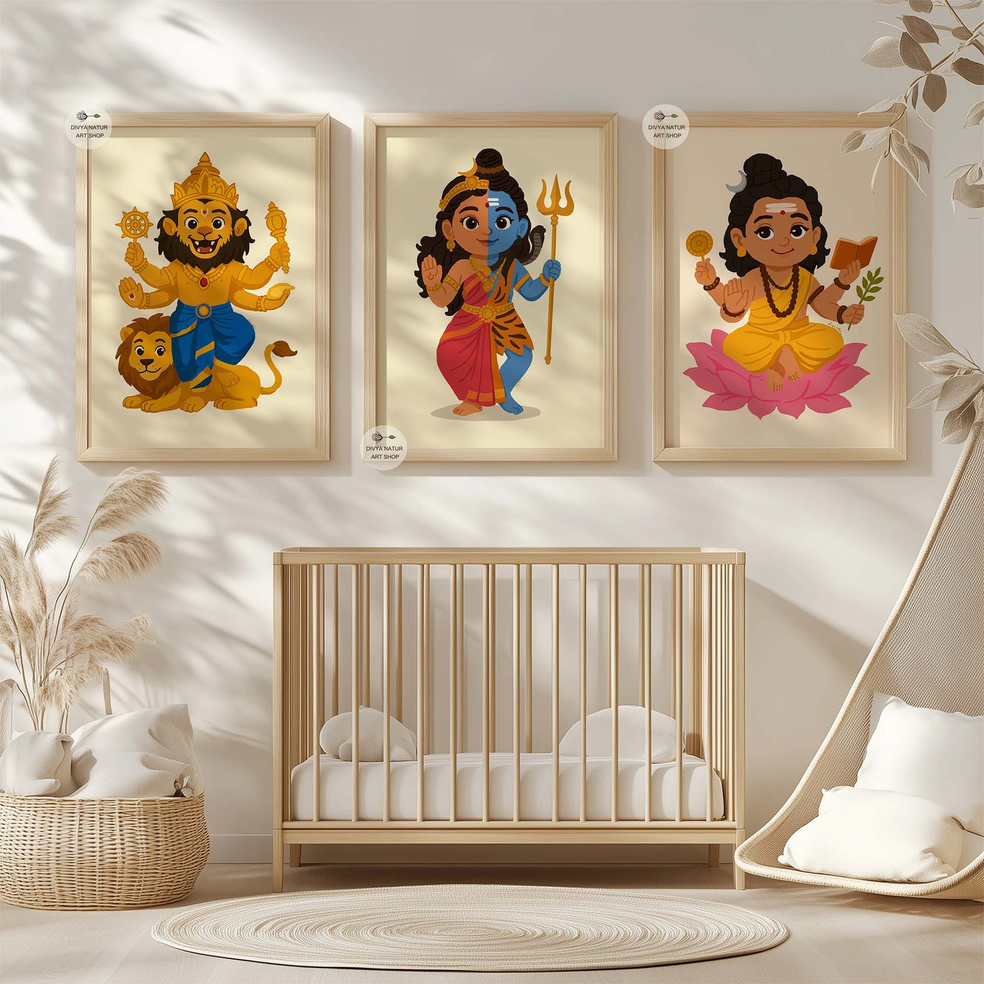 Cultural Indian nursery art inspired by Dakshinamurthy teacher form