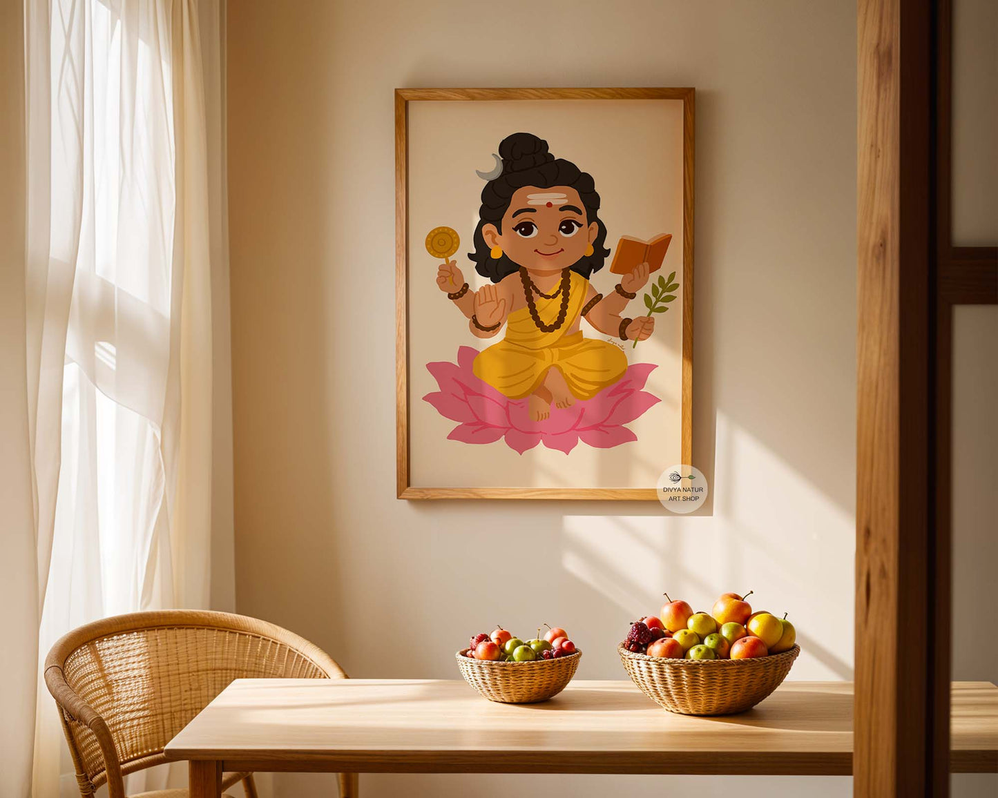 Baby Shiva Dakshinamurthy holding book and rosary wall print