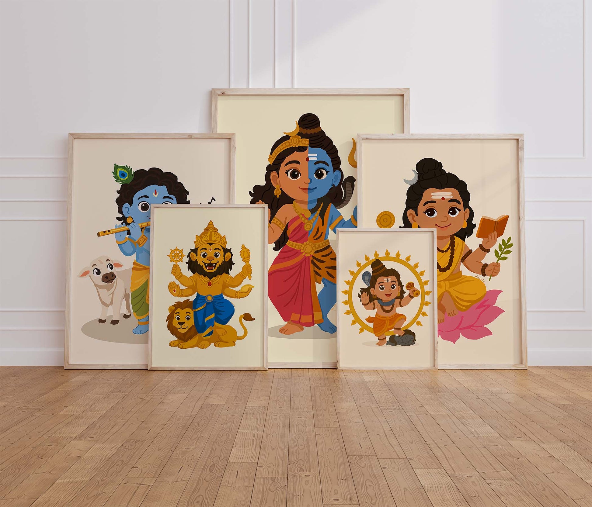 Knowledge themed nursery decor featuring illustrated Dakshinamurthy