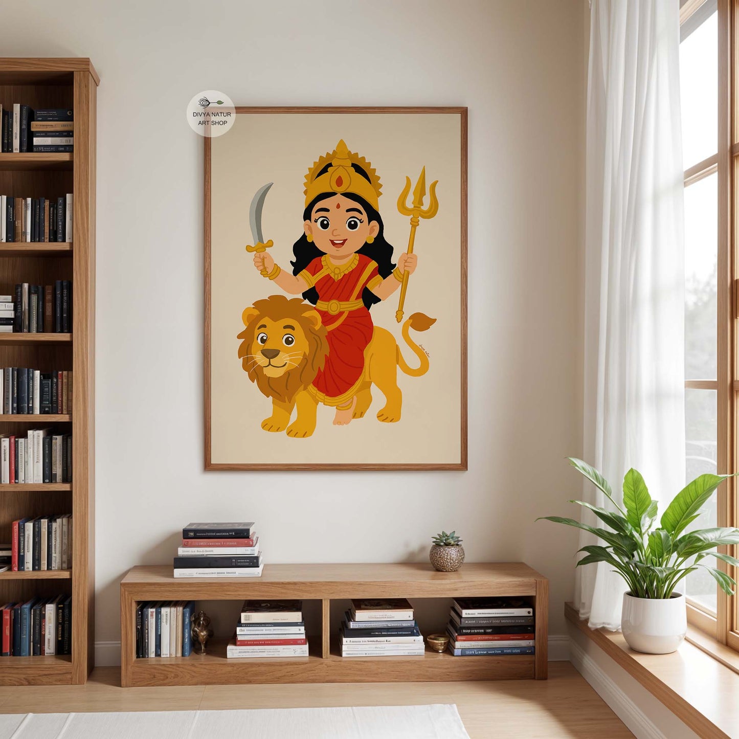 Navratri inspired Baby Durga artwork symbolizing feminine energy and divine blessings.